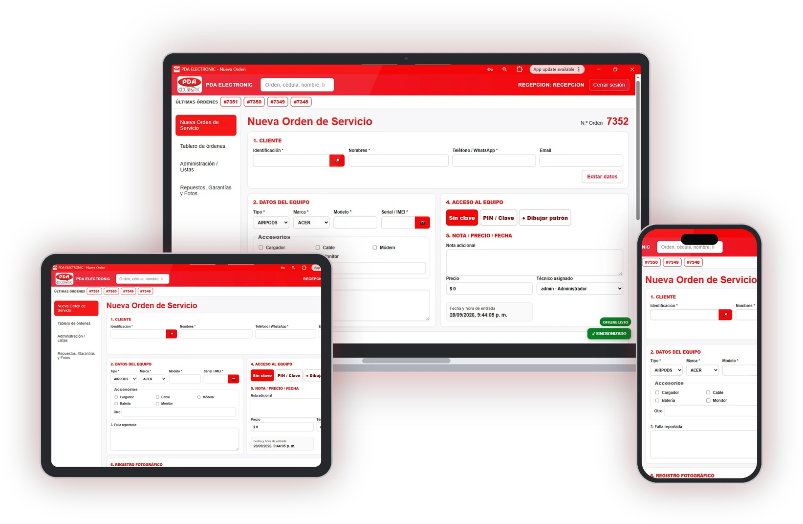 PDA Service Manager software para gestión de órdenes y servicios técnicos
